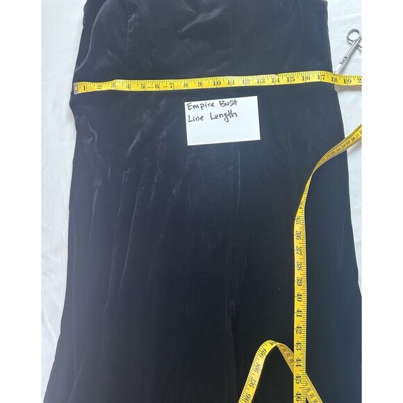 Azazie Womens Size A16 Black Velvet One Shoulder Maxi Slit Dress - Picture 6 of 10